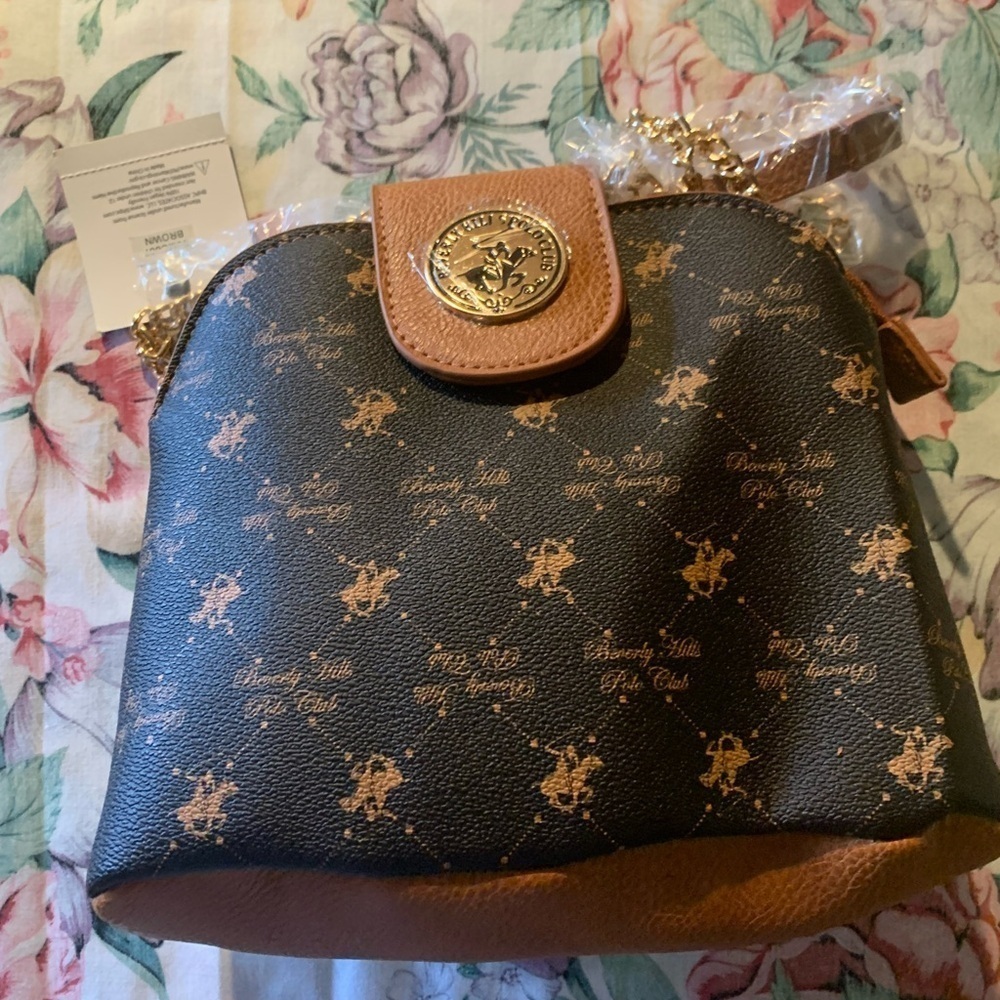 NWT Beverly Hills Polo Club Black and Brown Crossbody Bag